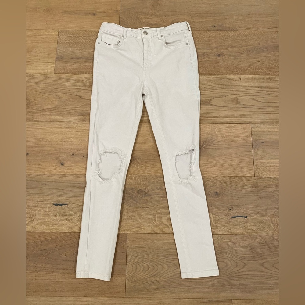Free People white distressed jeans